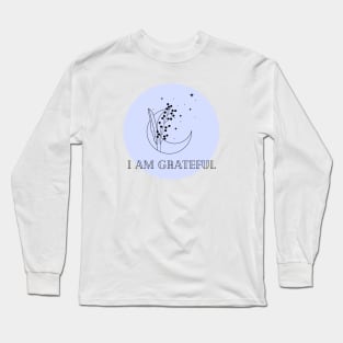 Affirmation Collection - I Am Grateful (Blue) Long Sleeve T-Shirt